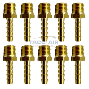 10 Pack 1/4" ID Hose Barb x 1/4" Male NPT Pipe Thread Brass Straight Fitting