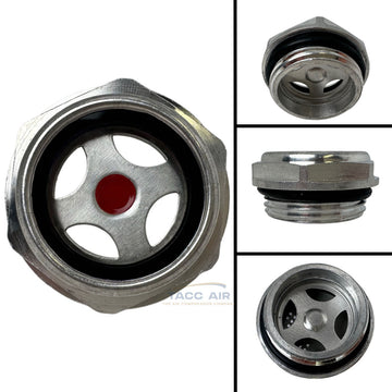 1" Air Compressor Pump Oil Level Sight Glass Gauge Straight Thread w/ O-Ring