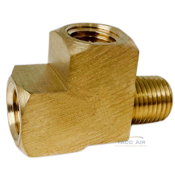 1/4" NPT Solid Brass Branch Tee Fitting 3 Way With 2 Female And 1 Male Threads