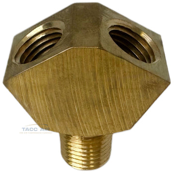 Brass Y Splitter Manifold 1/4" Male MNPT x 2 Way 1/4" Female FNPT Fitting
