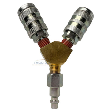 Brass Y Splitter Manifold 1/4" Male MNPT x 2 Way 1/4" Female FNPT Fitting