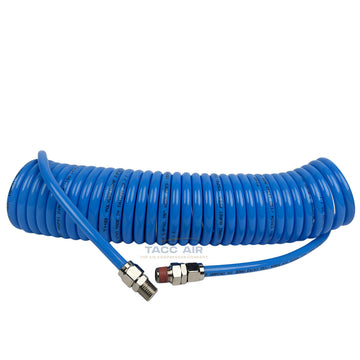 1/4" x 25' Coil Air Compressor Hose Polyurethane Blue Spiral Coiled Recoil Spring