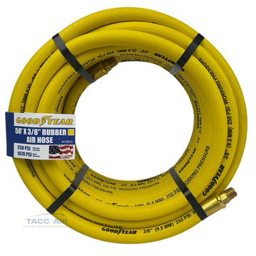 Goodyear 50' x 3/8" Rubber Air Hose 250 PSI USA Made 1/4" NPT Compressor Hose