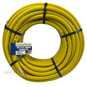 Goodyear 100' x 3/8" Rubber Air Hose 250 PSI USA Made 1/4" NPT Compressor Hose