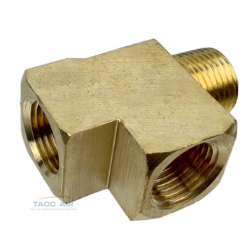3/8" NPT Solid Brass Branch Tee Fitting 3 Way With 2 Female And 1 Male Thread