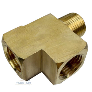 1/2" NPT Solid Brass Branch Tee Fitting 3 Way With 2 Female And 1 Male Threads