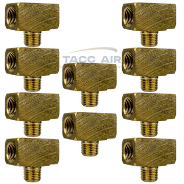 10 Pack 1/8" NPT Solid Brass Branch Tee Fitting 3 Way With 2 Female & 1 Male Thread