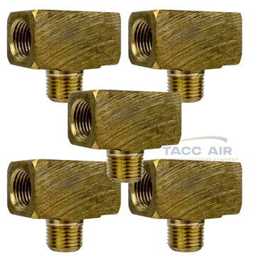 5 Pack 1/8" NPT Solid Brass Branch Tee Fitting 3 Way With 2 Female & 1 Male Thread