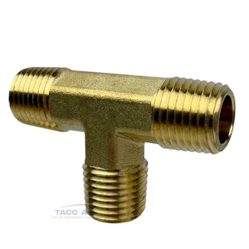 1/4" x 1/4" x 1/4" NPT Male Equal Pipe Tee Brass 3 Way MNPT Fitting