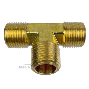 1/2" x 1/2" x 1/2" NPT Male Equal Pipe Tee Brass 3 Way MNPT Fitting