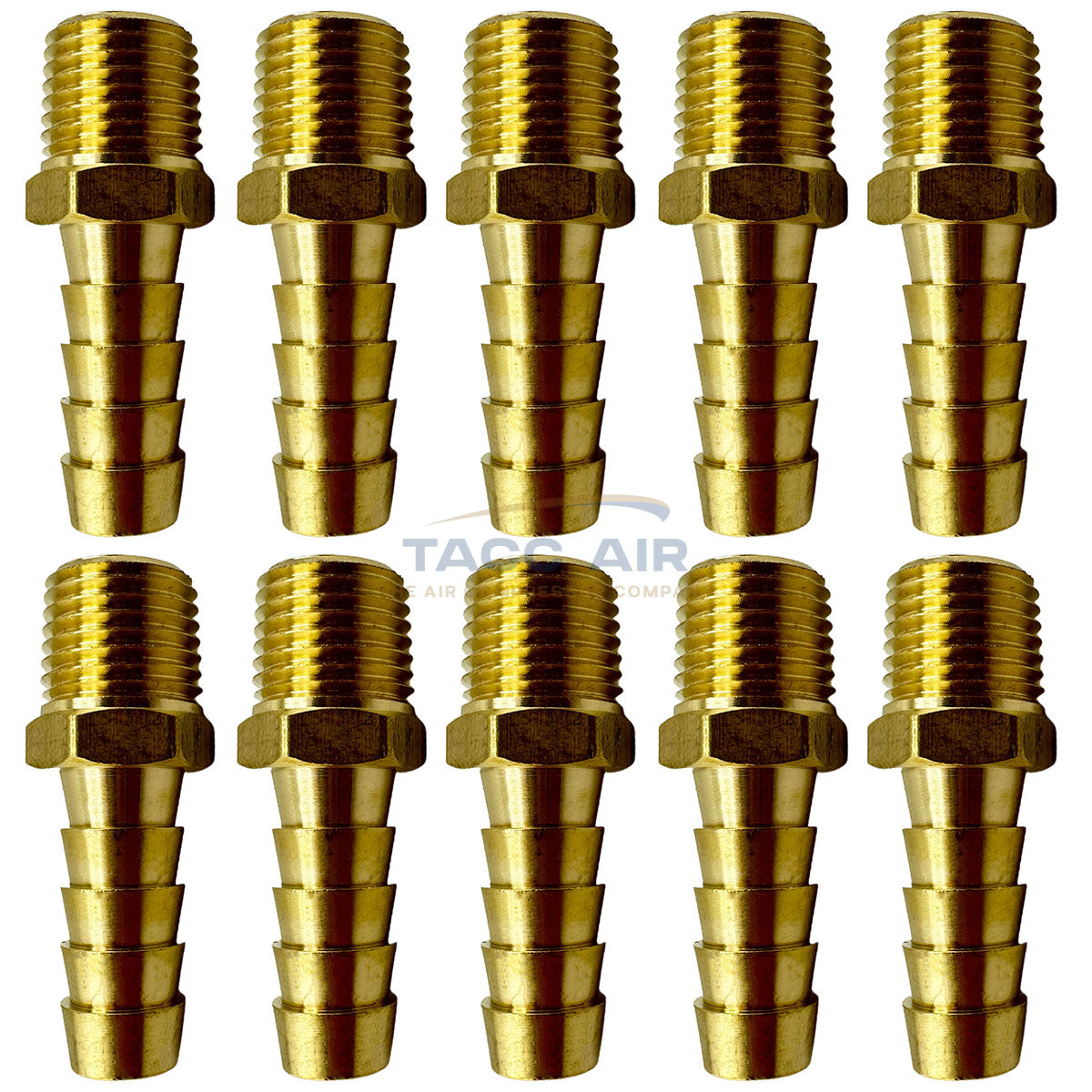 10 Pack 3/8" ID Hose Barb x 1/4" Male NPT Pipe Thread Brass Straight Fitting