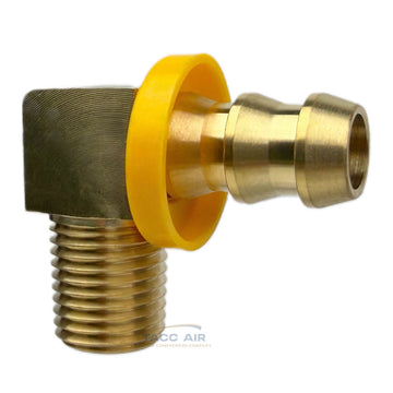 90 Degree Easy Push Lock Brass Hose Barb Fitting Connector Elbow 3/8" x 1/4" NPT
