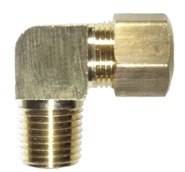 90°Brass Barstock Elbow Fitting – 1/4" Tube OD x 1/8" Male NPTF 69C