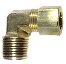3/8" Compression x 3/8" Male NPT 90° Compression Brass Elbow Fitting 69EEE