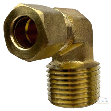 3/8" Compression x 1/2" MNPT 90 Degree Brass Compression Elbow Pipe Fitting