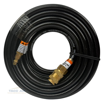 Black 1/4" ID x 25' Air Compressor Hose PVC With Coupler & Plug Ready To Use