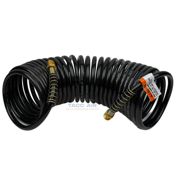 1/4 X 25 Ft Recoil Air Hose Coiled Black Nylon 200 PSI Spring Durable Ends