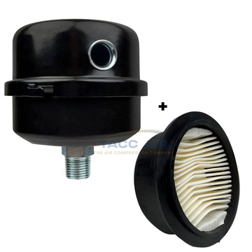 1/2" NPT Air Compressor Complete Intake Filter Silencer Housing W/ 2 Elements