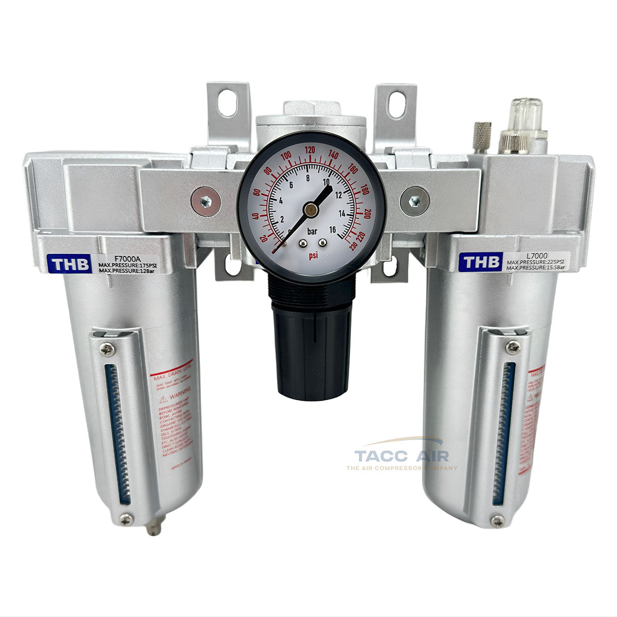 3/4" NPT FRL Air Compressor Filter Regulator Lubricator Combo Compressed Air System