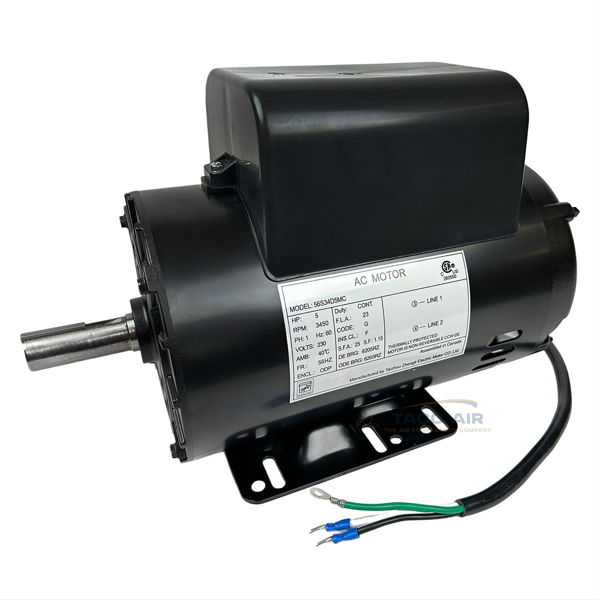5 HP Air Compressor Electric Motor 230V 1 Phase 56HZ Frame 7/8" Shaft 3450 RPM