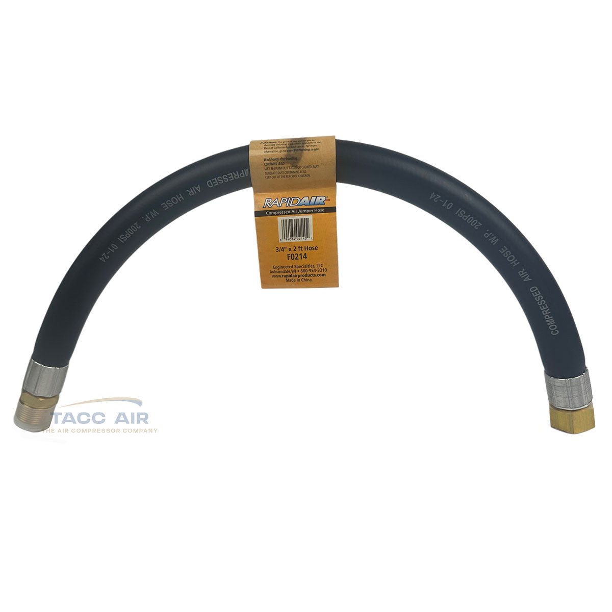 F0214 RapidAir 3/4" NPT Male X 3/4" Female  2' FT Air Hose Jumper Whip 24"