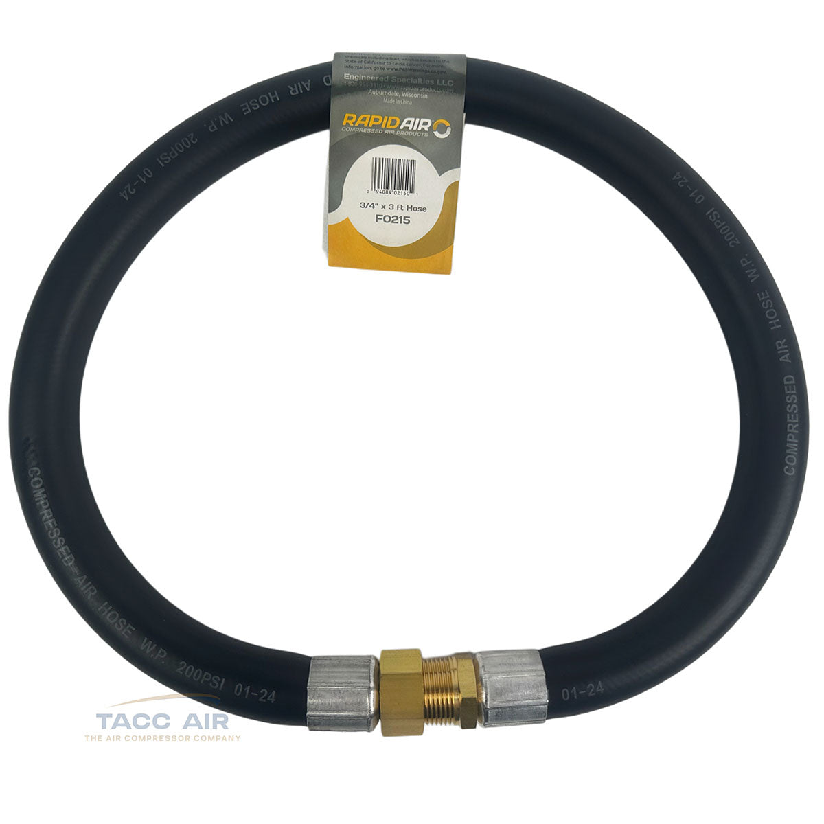 F0215 RapidAir 3/4" NPT Male X 3/4" Female  3' FT Air Hose Jumper Whip 36"