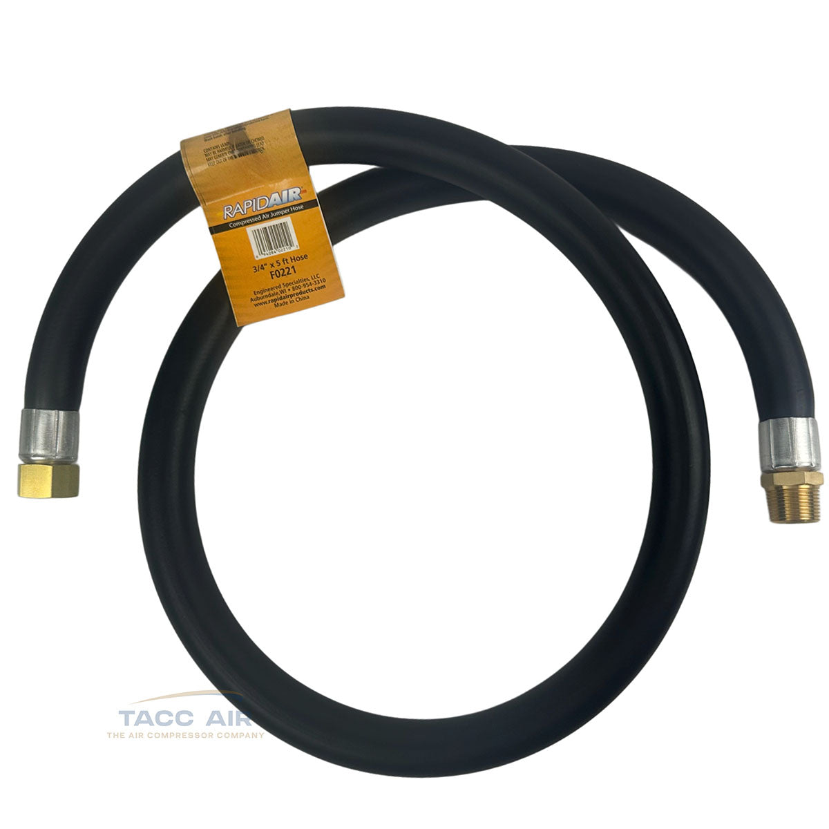 F0221 RapidAir 3/4" NPT Male X 3/4" Female  5' FT Air Hose Jumper Whip 60"