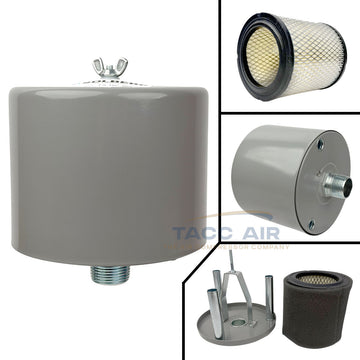 1" NPT Air Compressor Intake Filter Silencer Metal Housing Canister USA Made