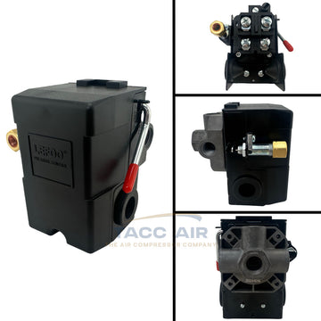 Air Compressor Pressure Switch Control Valve 95-125 PSI Four Port w/ Unloader 1/4"