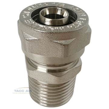 MaxLine Air Piping System M8002 1/2" Tubing x 1/2" Male NPT Straight Adapter Fitting