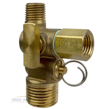 1/2" x 1/4" Air Compressor Tank Manifold Valve With Built in Ball & Relief Valve