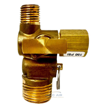 1/2" x 1/4" Air Compressor Tank Manifold Valve With Built in Ball & Relief Valve