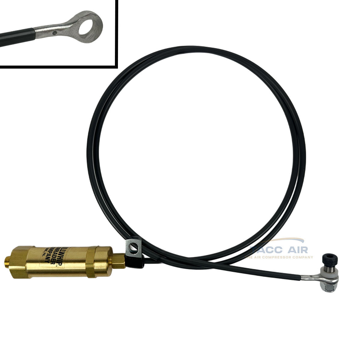 48" Bullwhip Throttle Control Cable With Cast Eyelet For Eagle Gas Air Compressors