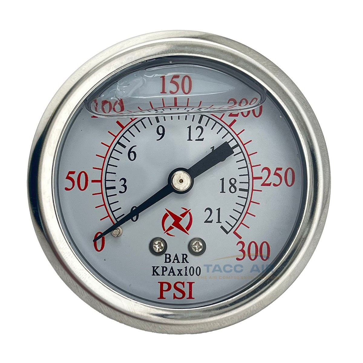 2.5" Liquid Filled Back Mount Pressure Gauge 300 PSI Stainless Steel 1/4" MNPT