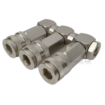 3 Way 1/4" Universal Air Coupler Manifold Distribution Block 360 Degree Swivel