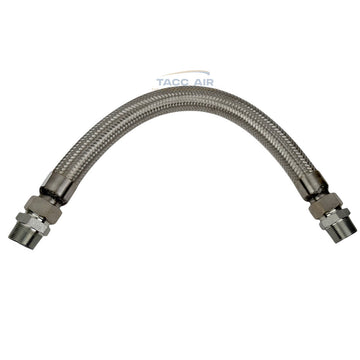 1.25" x 24" Braided Stainless Steel Flexible Compressed Air Line Flex Hose 1-1/4" JIC NPT