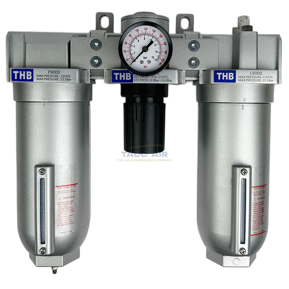 1" Compressed Air FRL System Filter Regulator Oiler Separator Lubricator Combo