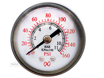 160 PSI Pressure Gauge Back Mount 1/8" NPT 1.5" Face Air, Water, Oil, Gas