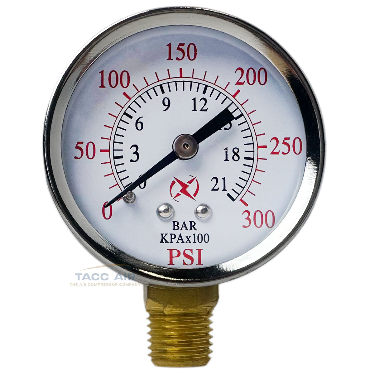 300 PSI Pressure Gauge Side / Lower Mount 1/4" NPT 2" Face Air, Water, Oil, Gas